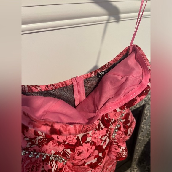 😍VIRAL BLOG FAVE Zara floral jacquard mini dress rhinestone - Picture 7 of 10